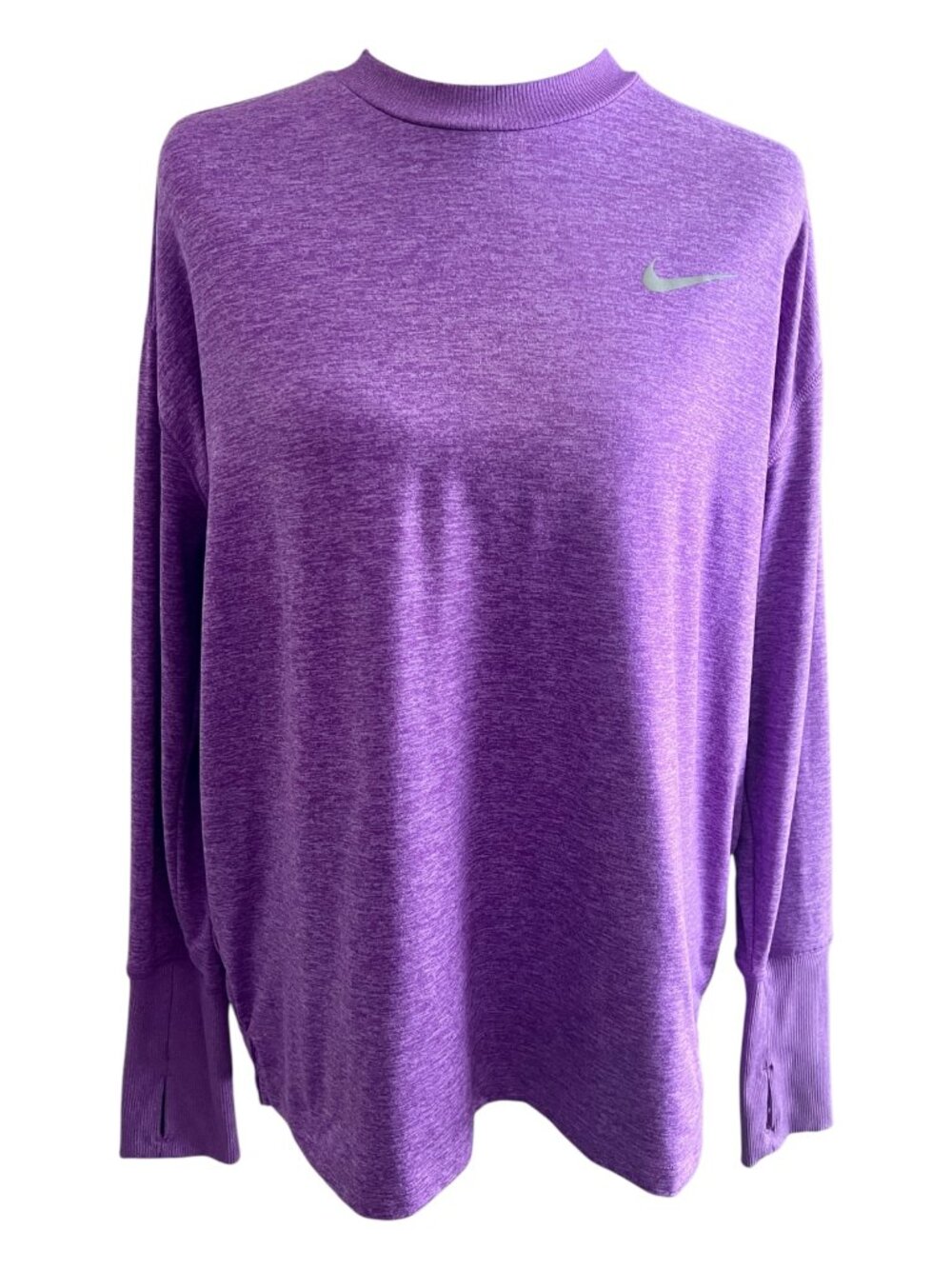 Nike Heather Purple Dri-FIT Element Crew Neck Running Top Long Sleeve Large